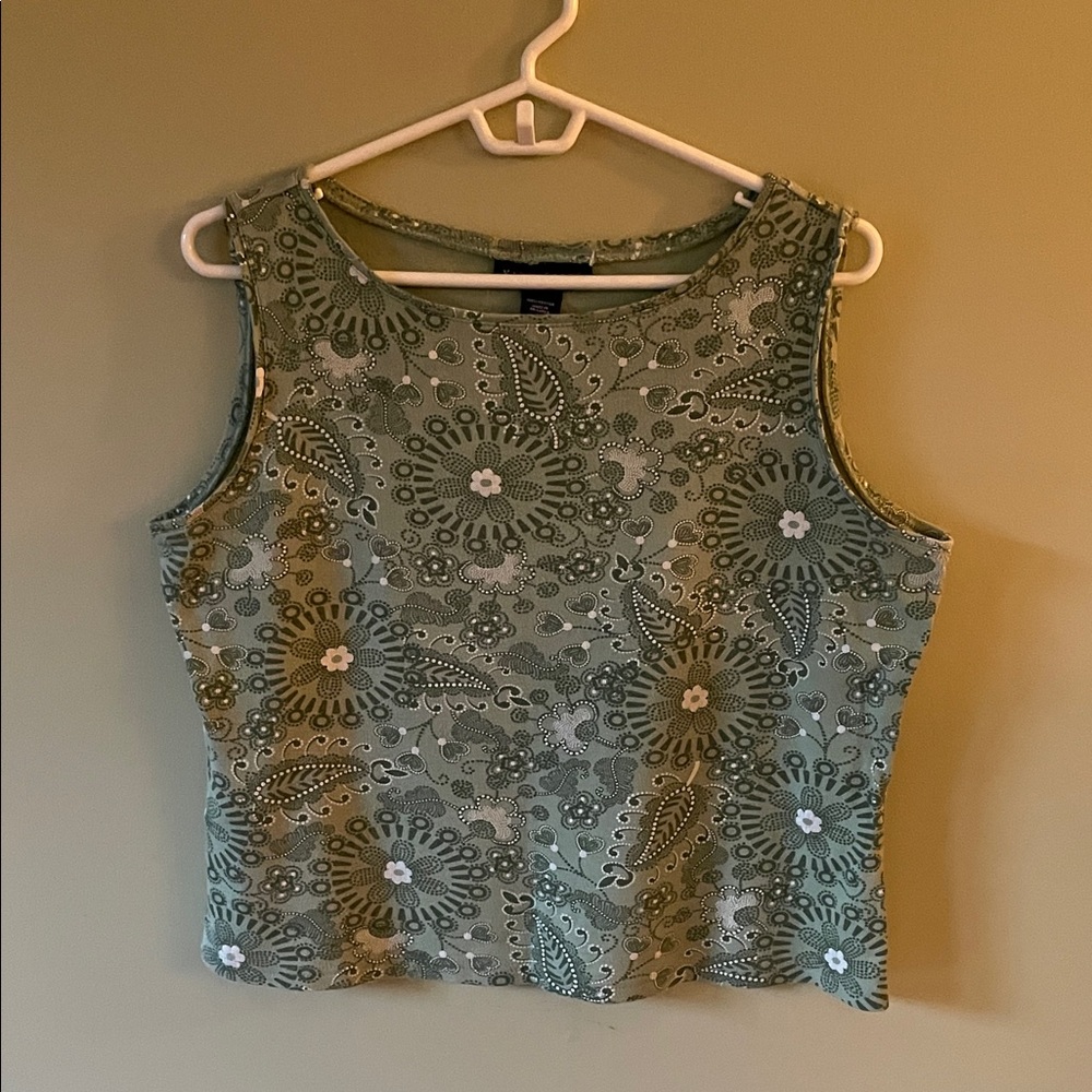 Beautiful Green Floral Tank Top (M)